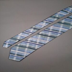 Van Heusen Blue & Green Plaid Silk Stain Resistant Necktie